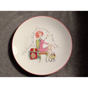 Rosanna Ceramic Decorative Plate With Holiday Design And Text - "All I Want For